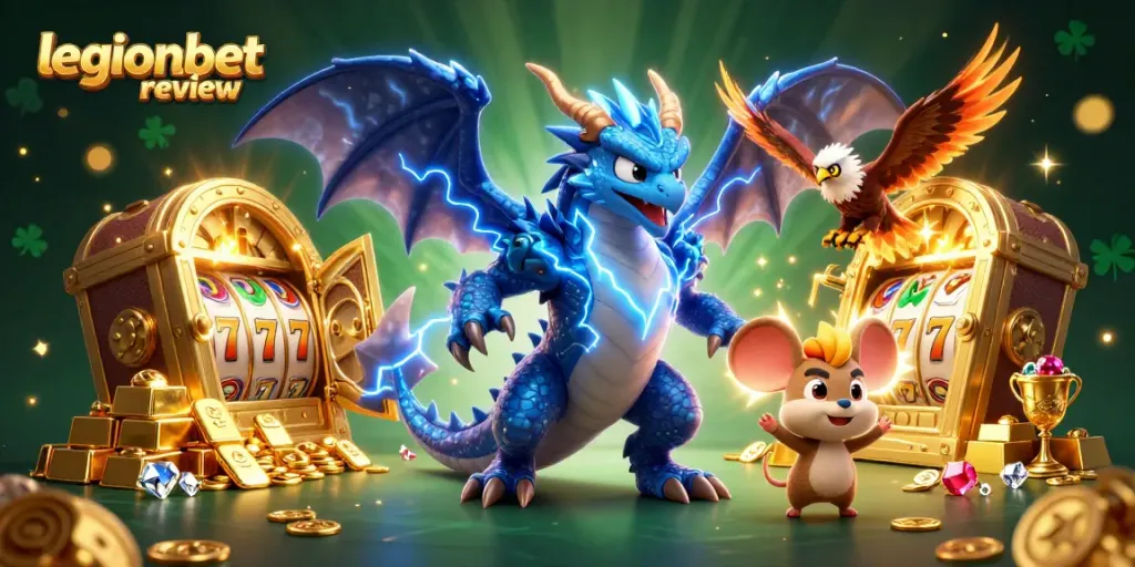 Experience the excitement of casino gaming with this legionbet review illustration featuring dynamic characters and elements.