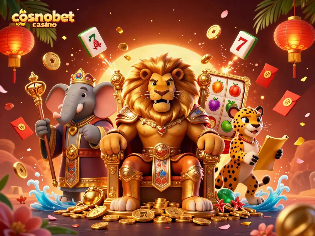 Experience the excitement at cosmobet casino with vibrant slot reels and dynamic gaming elements.