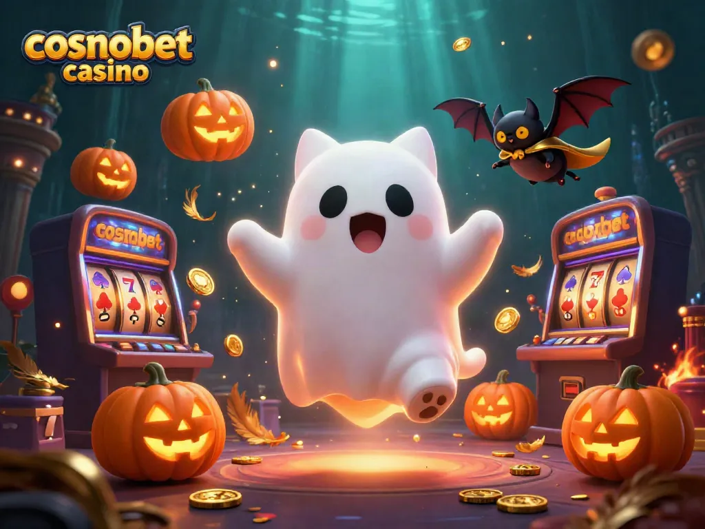 Experience thrilling action at cosmobet casino with playful ghost cat and vibrant gaming elements.
