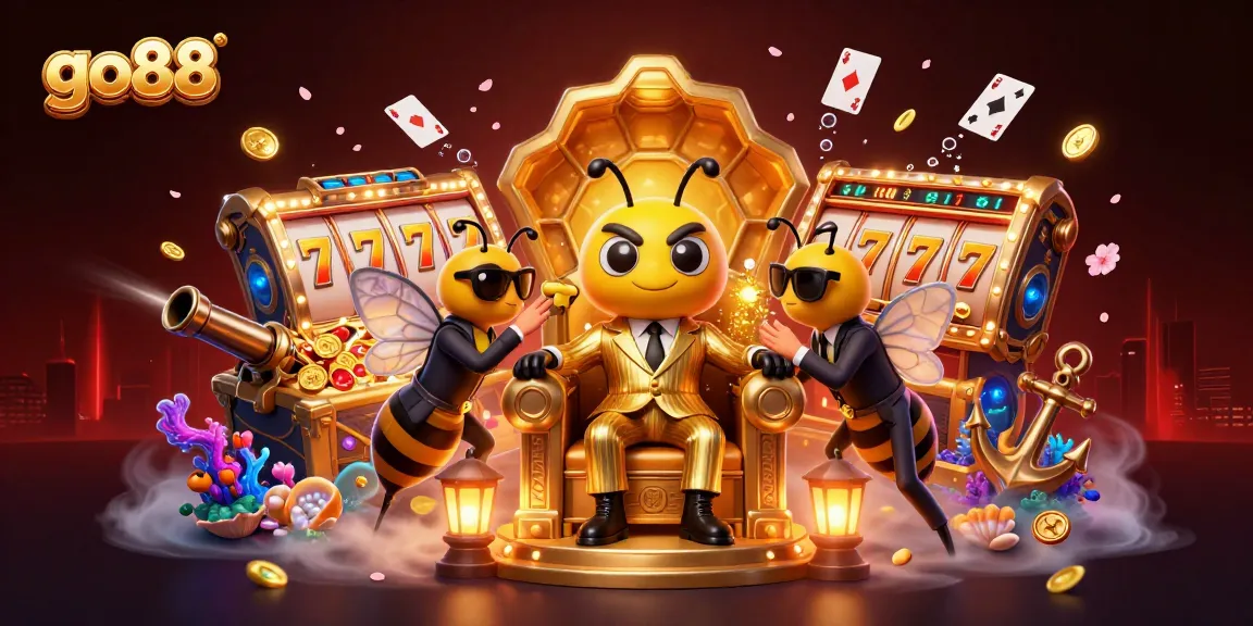 go88 showcases a vibrant casino scene with a charming cartoon mob boss and engaging game elements.