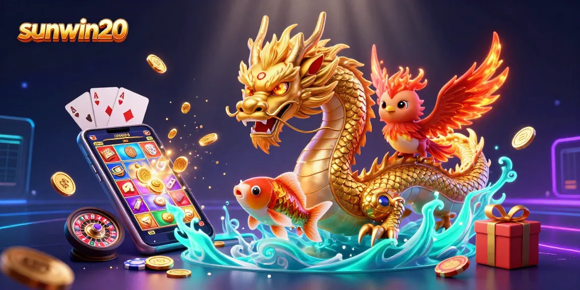 Experience the thrill of sunwin20 with dynamic gameplay featuring a dragon, phoenix, and koi fish.